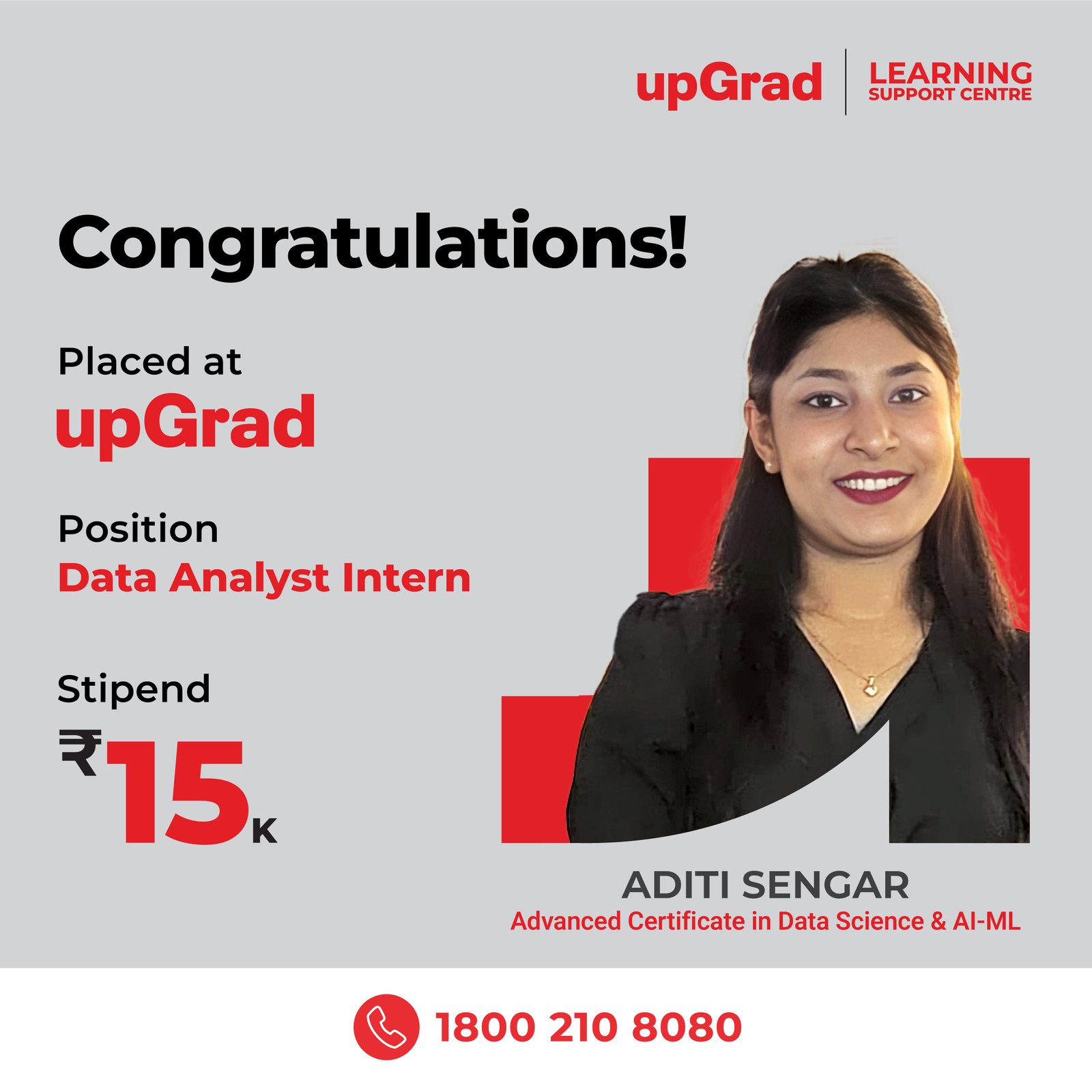 ADITI SENGAR placed at upGrad.